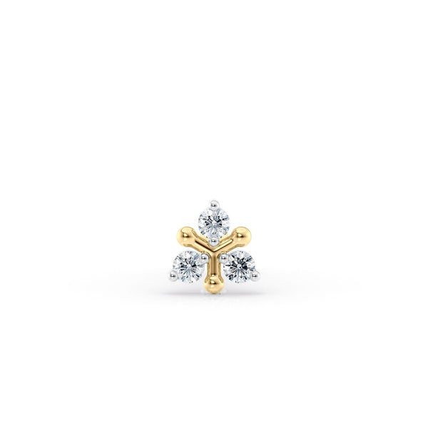 14K Gold Triangle 0.02 Carat Lab Grown Diamond Nose Stud - 18G