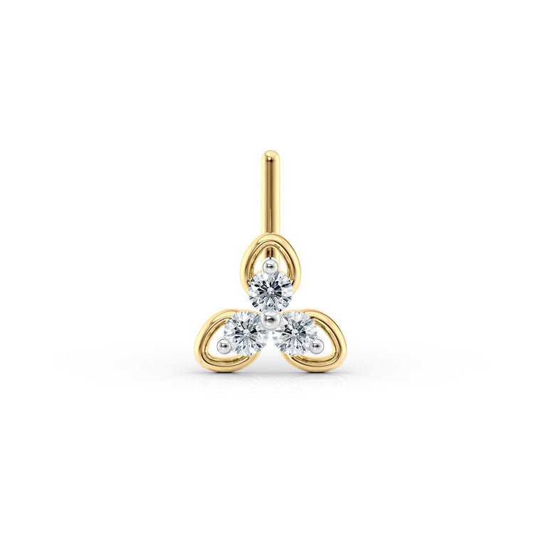 20 G (0.8 mm) L-Shape Nose Ring in 14K Yellow Gold