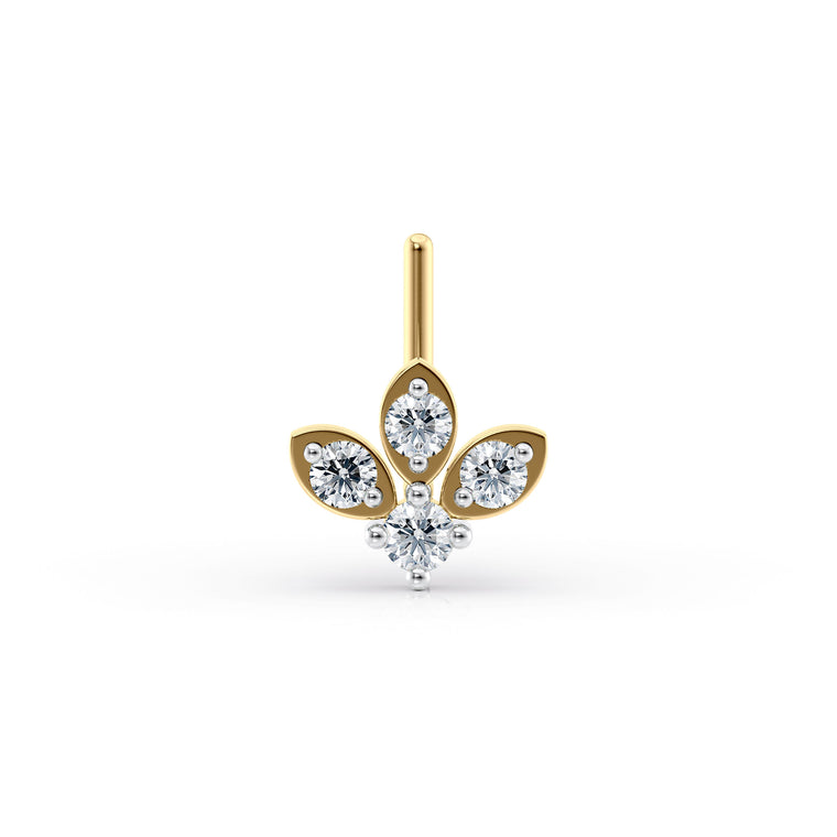 20 G (0.8 mm) L-Shape Nose Ring in 14K Yellow Gold