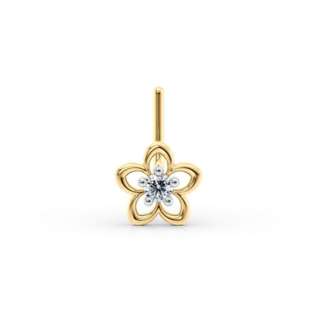 20 G (0.8 mm) L-Shape Nose Ring in 14K Yellow Gold