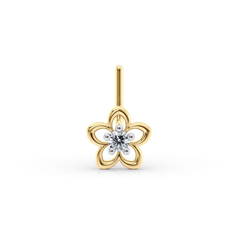20 G (0.8 mm) L-Shape Nose Ring in 14K Yellow Gold