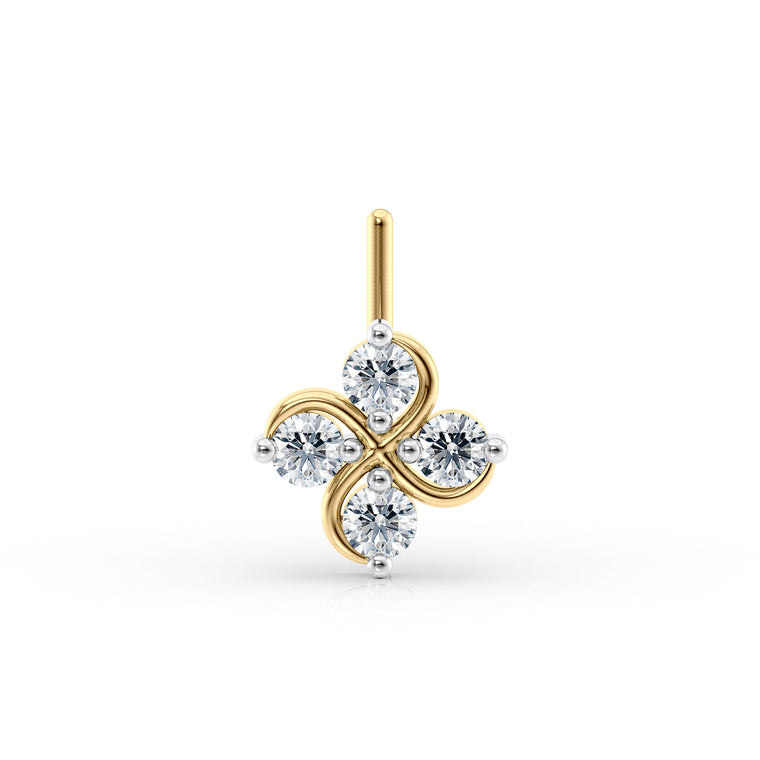 20 G (0.8 mm) L-Shape Nose Ring in 14K Yellow Gold