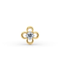 14K Gold Floral 0.04 Carat Lab Grown Diamond Nose Stud - 18G