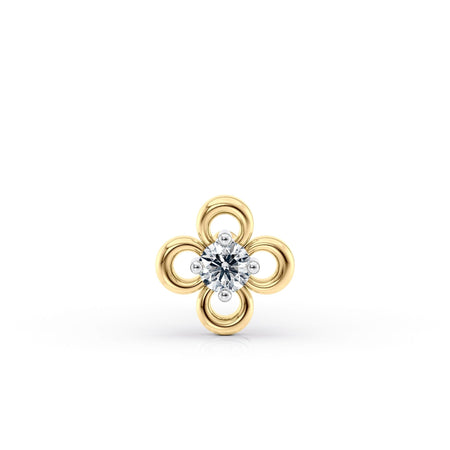 14K Gold Floral 0.04 Carat Lab Grown Diamond Nose Stud - 18G
