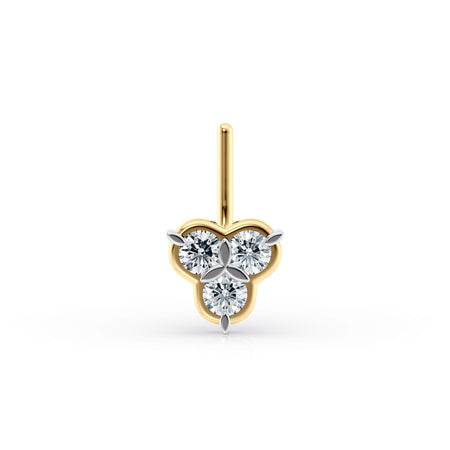 20 G (0.8 mm) L-Shape Nose Ring in 14K Yellow Gold