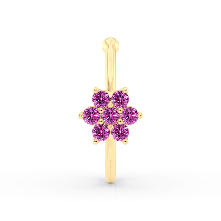14K FlowerOpen Hoop Nose Ring - 22G