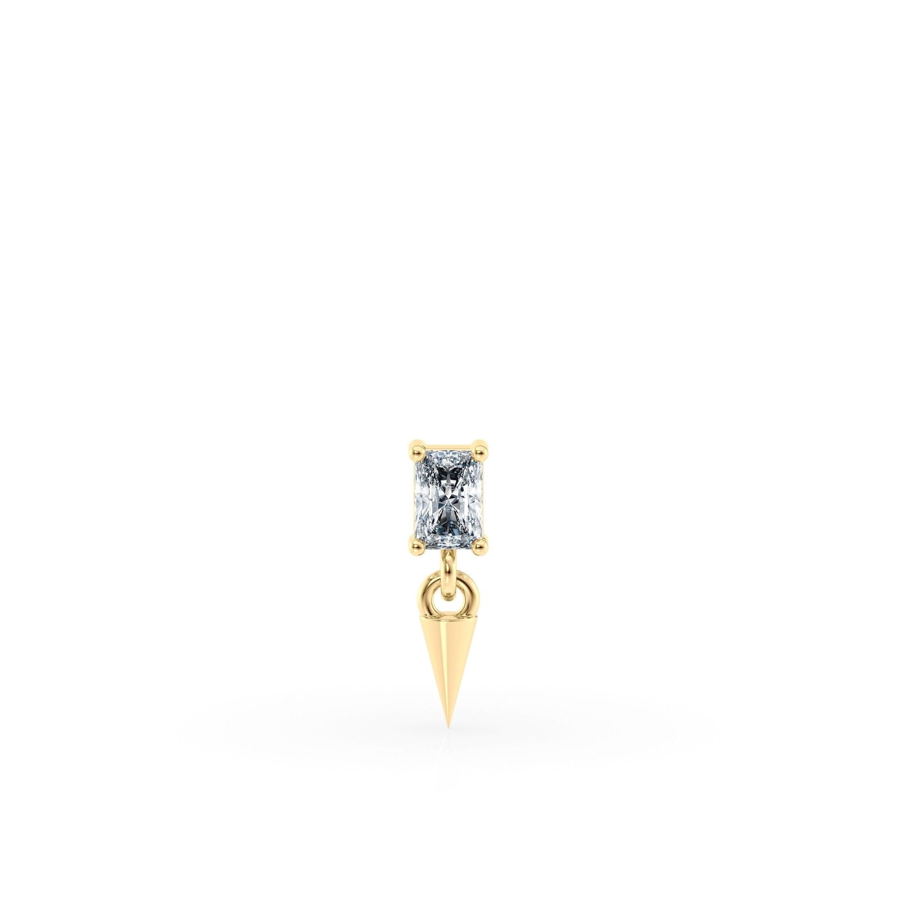 Dangle Spike CZ Titanium and 14K Gold Labret - 16G