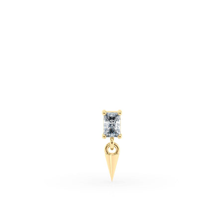 Dangle Spike CZ Titanium and 14K Gold Labret - 16G