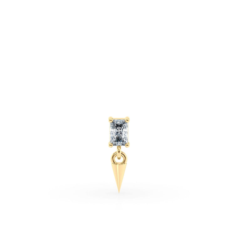 Dangle Spike CZ Titanium and 14K Gold Labret - 16G