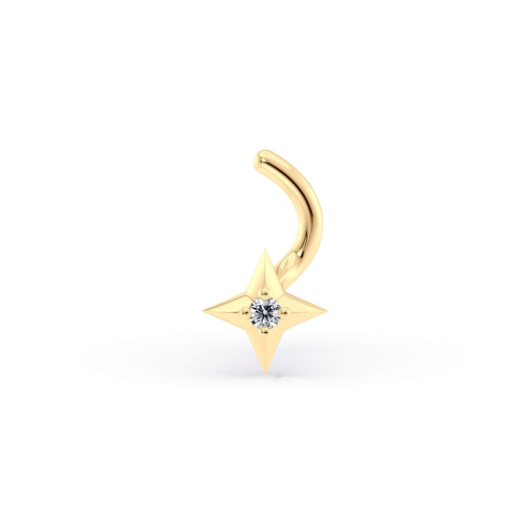 14K Twinkle Cubic Zircoia Curved Nose Ring - 20G