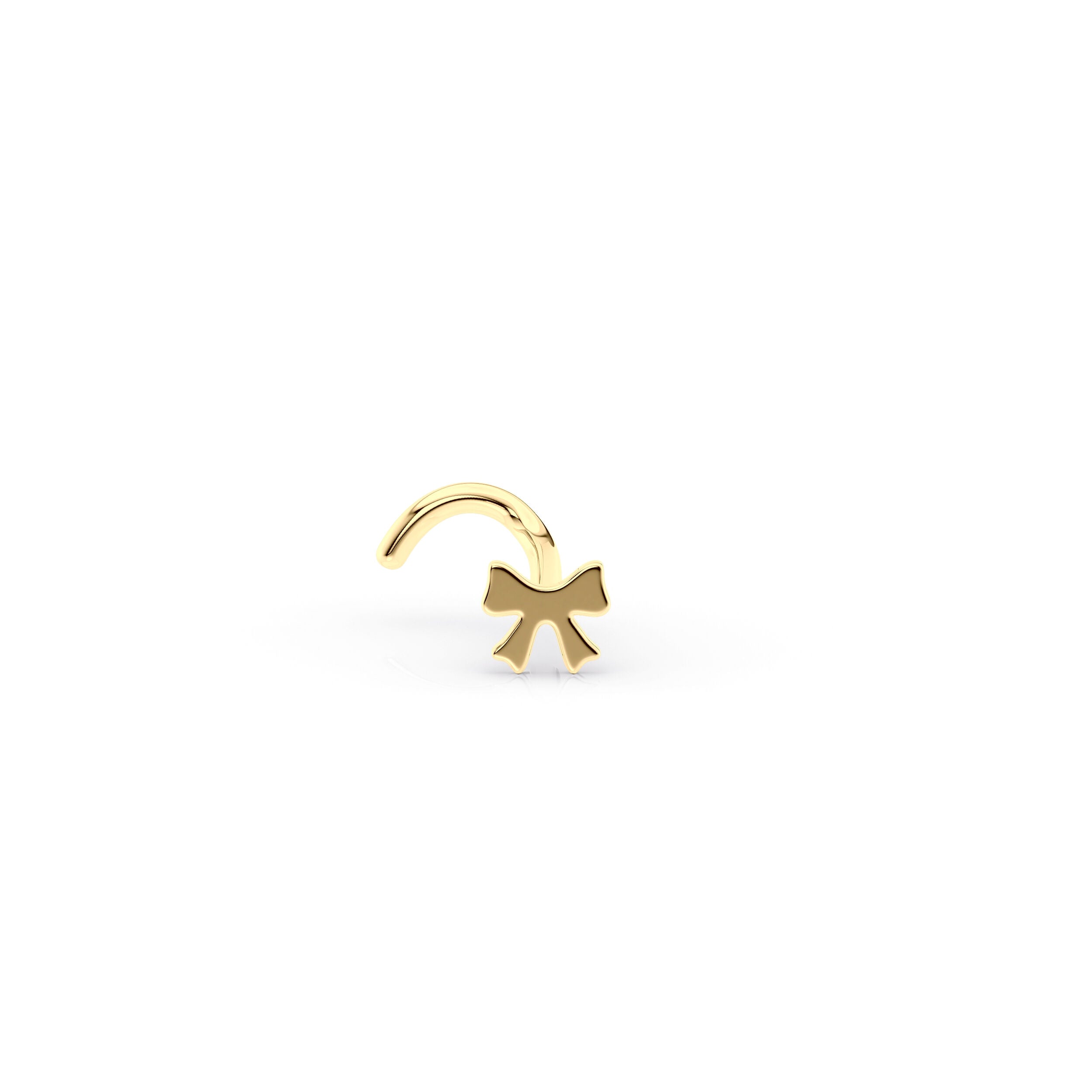 14K Bow Curved Nose Ring - 20G