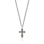 Men's Two-Tone Cross Pendant in Sterling Silver with Yellow Gold Plated Accent