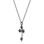Men's Black Onyx Cross Pendant in Sterling Silver