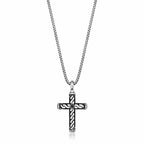 Men's Black Spinel Cross Pendant in Sterling Silver