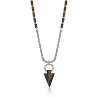Men's Tiger Eye Arrowhead Necklace in Sterling Silver