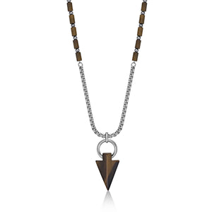 Men's Tiger Eye Arrowhead Necklace in Sterling Silver