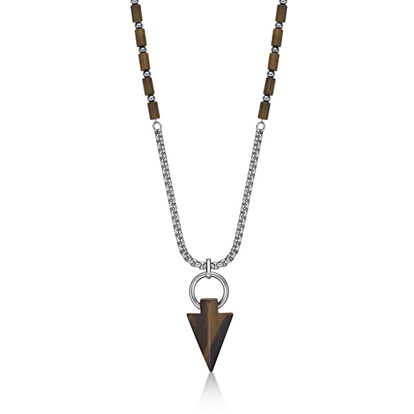 Men's Tiger Eye Arrowhead Necklace in Sterling Silver