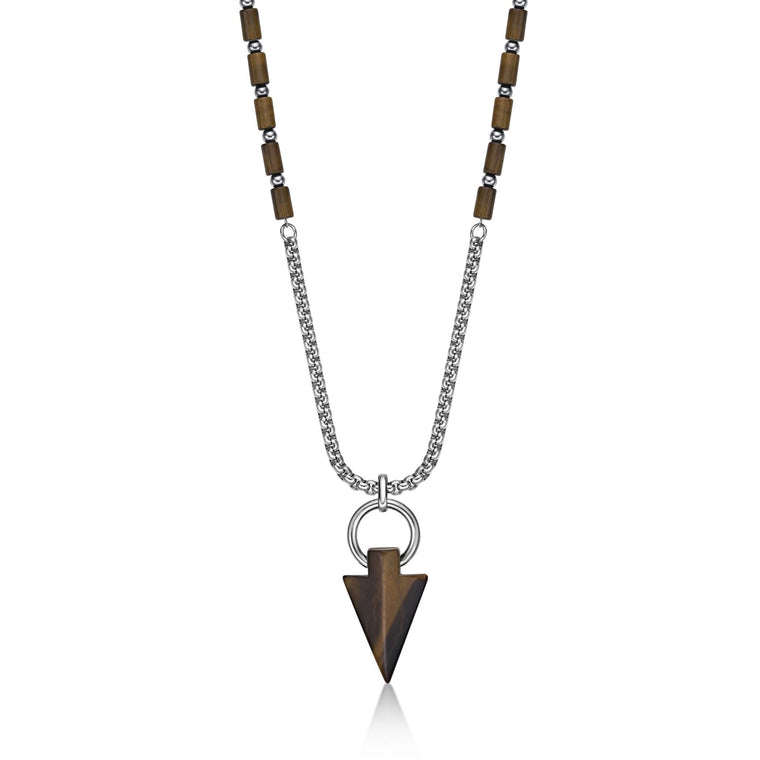 Men's Tiger Eye Arrowhead Necklace in Sterling Silver