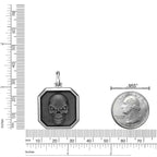 Skull Medallion Pendant with Black Diamond Accents in Sterling Silver