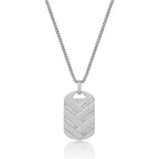 Men's Lab-Created White Sapphire Woven Dog Tag Pendant in Sterling Silver