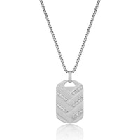 Men's Lab-Created White Sapphire Woven Dog Tag Pendant in Sterling Silver