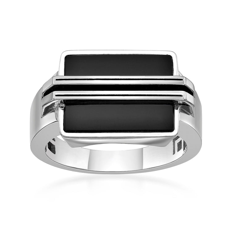 Men's Black Onyx & Resin Ring in Sterling Silver