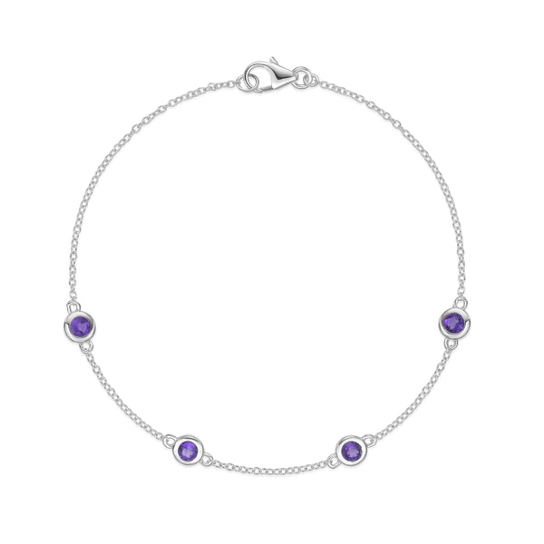 Birthstone Station Bracelet in Sterling Silver