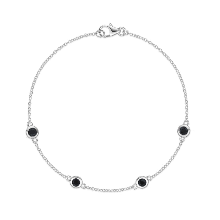 Birthstone Station Bracelet in Sterling Silver