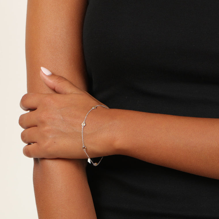 Birthstone Station Bracelet in Sterling Silver