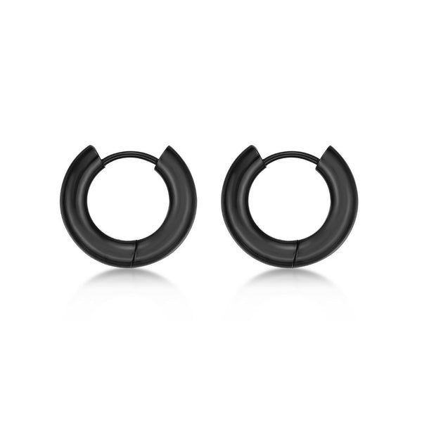 Plain Hoop Earring in Black Ion Plated Stainless Steel