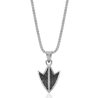 Men’s Arrowhead Pendant with Black Spinel in Sterling Silver