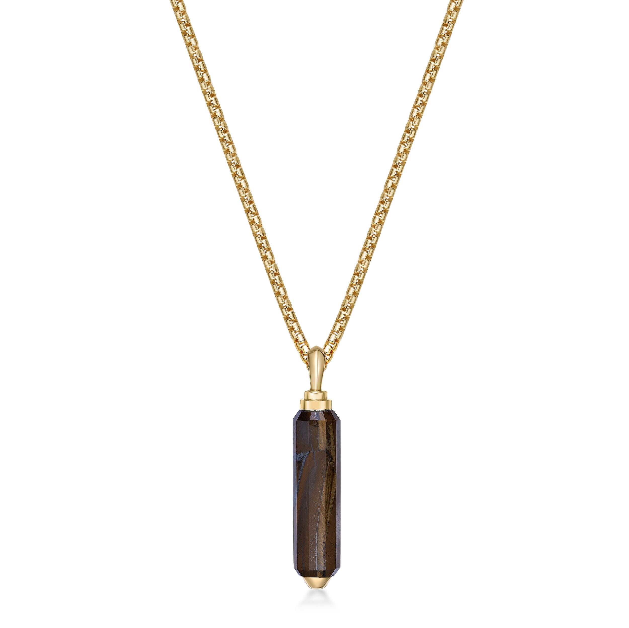 Tiger Eye Pendant in Yellow Gold Plated Sterling Silver