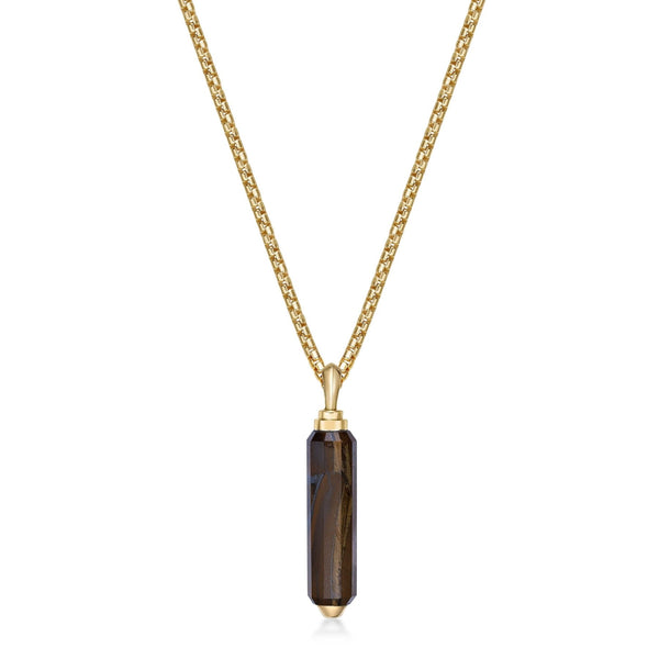 Tiger Eye Pendant in Yellow Gold Plated Sterling Silver