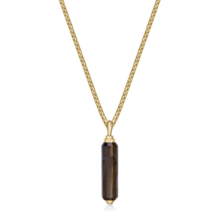 Tiger Eye Pendant in Yellow Gold Plated Sterling Silver