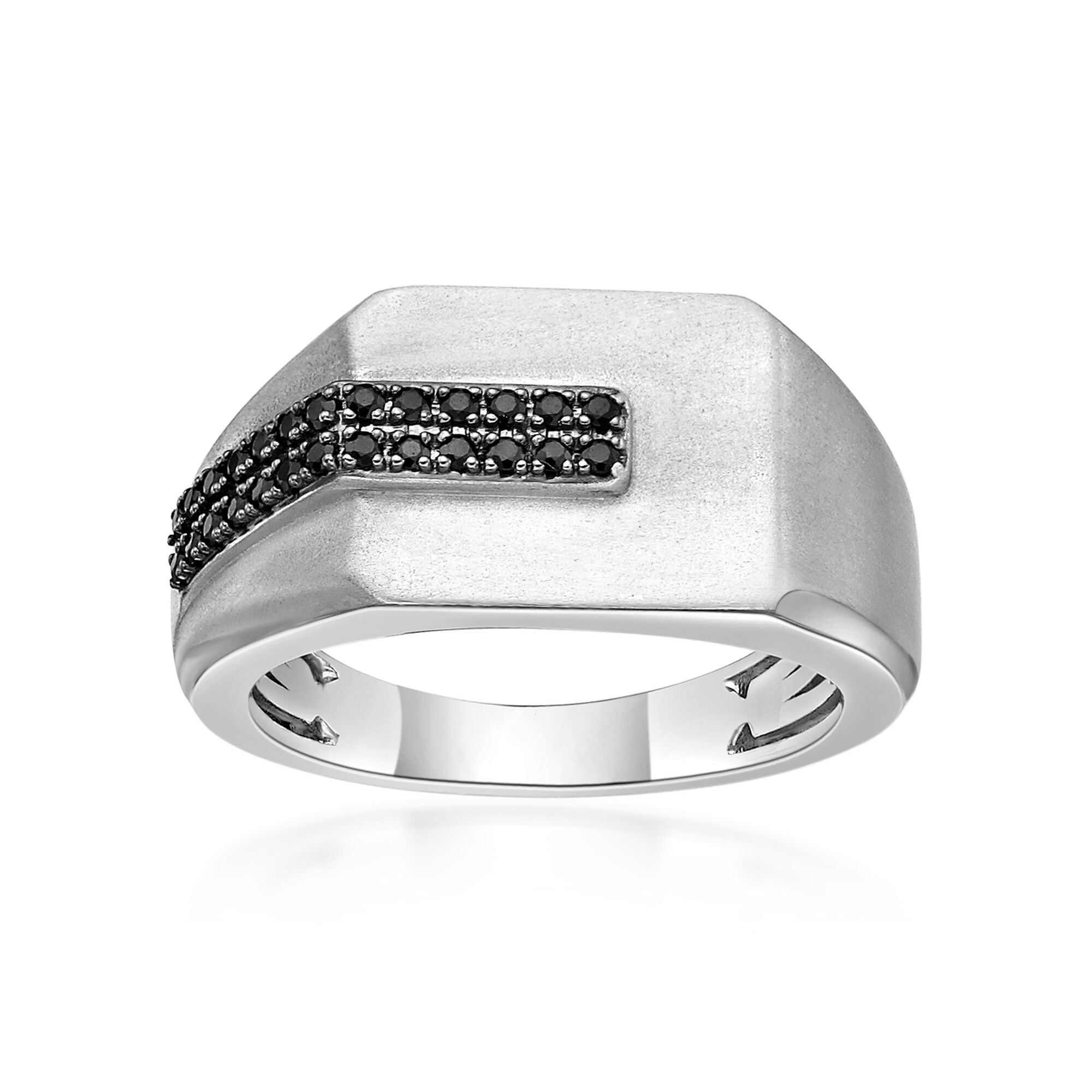 Men's Black Diamond Ring in Sterling Silver (1/4 ct. tw.)