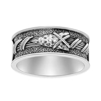 Men's Arrowhead Band in Oxidized Sterling Silver
