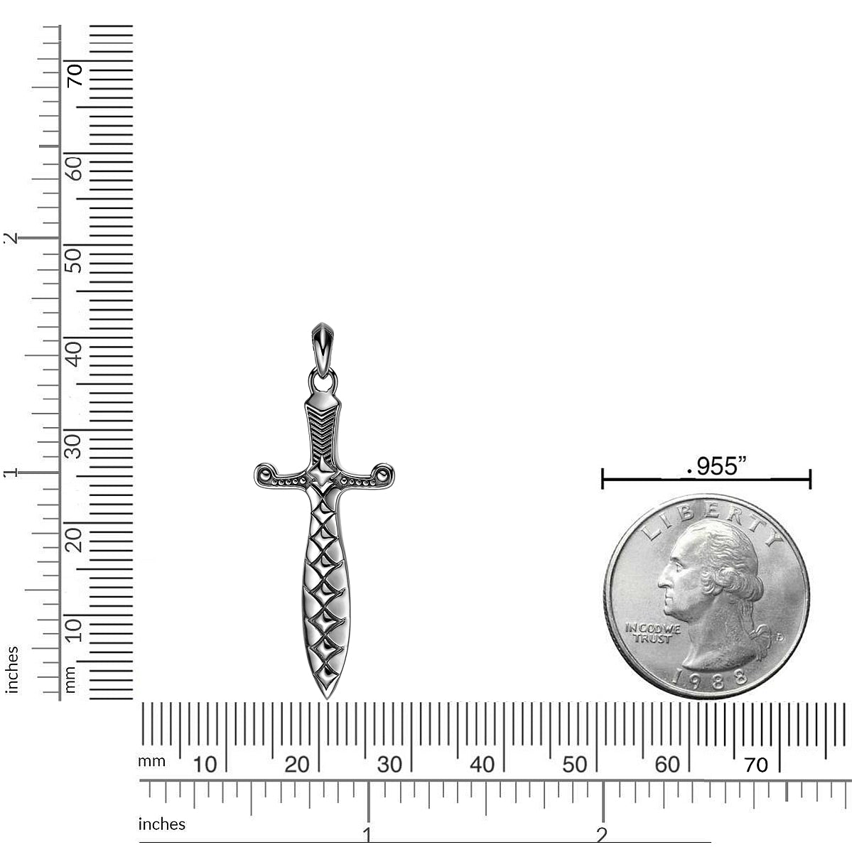 Men's Dagger Pendant in Sterling Silver