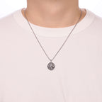 Black Spinel Lion's Head Medallion Pendant in 925 Sterling Silver