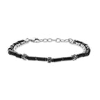 Men's Black Agate and Black Spinel Bracelet in Sterling Silver
