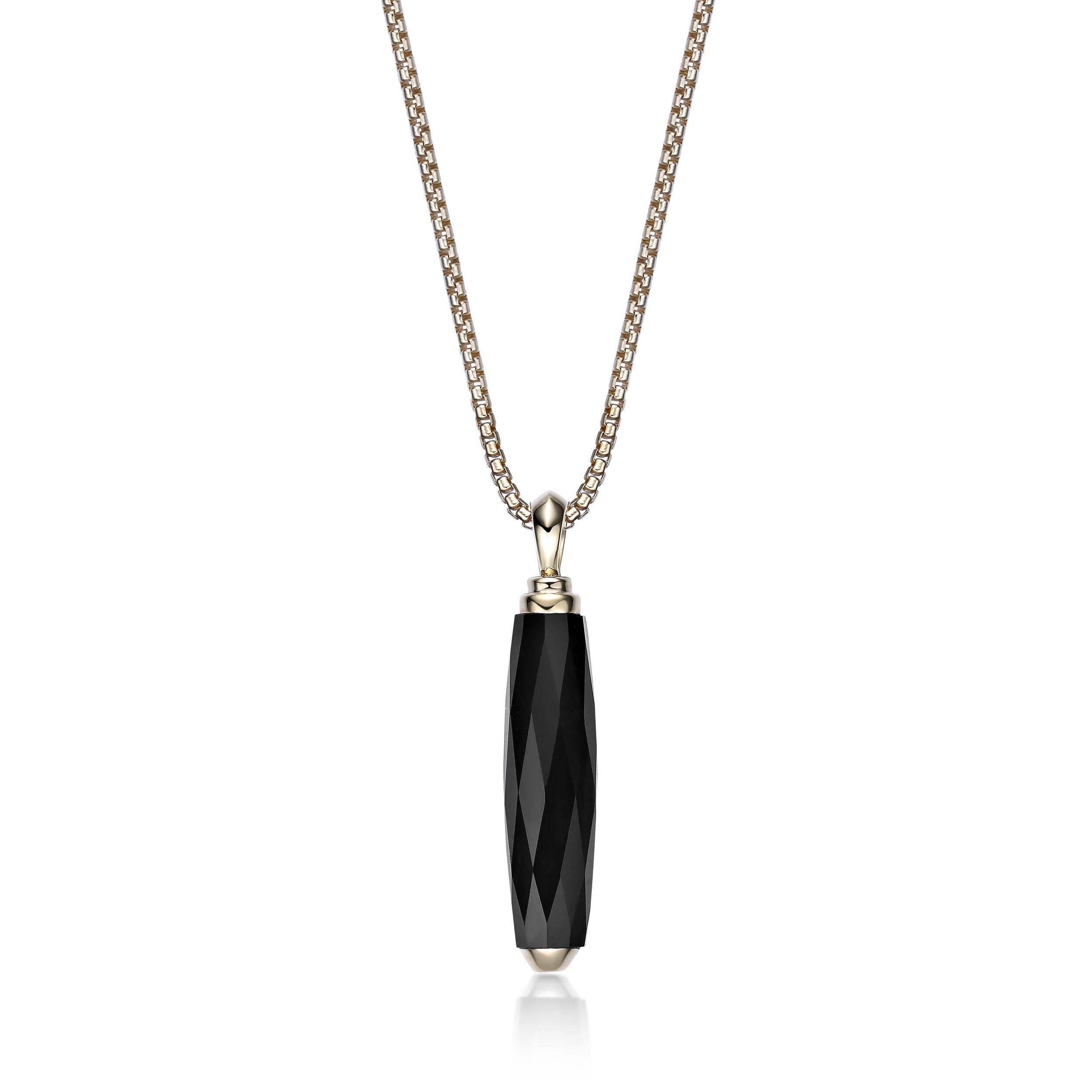 Men's Black Onyx Pendant in Yellow Gold Plated Sterling Silver