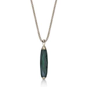 Men's Malachite Pendant in Yellow Gold Plated Sterling Silver