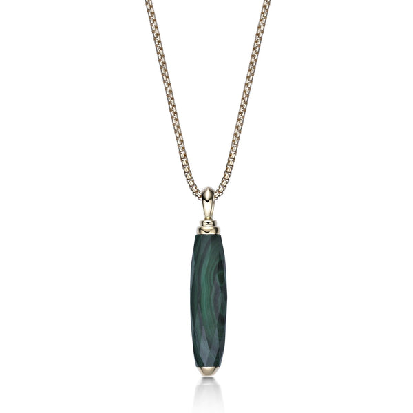 Men's Malachite Pendant in Yellow Gold Plated Sterling Silver
