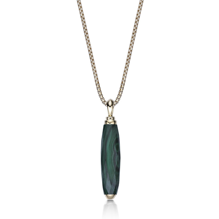 Men's Malachite Pendant in Yellow Gold Plated Sterling Silver