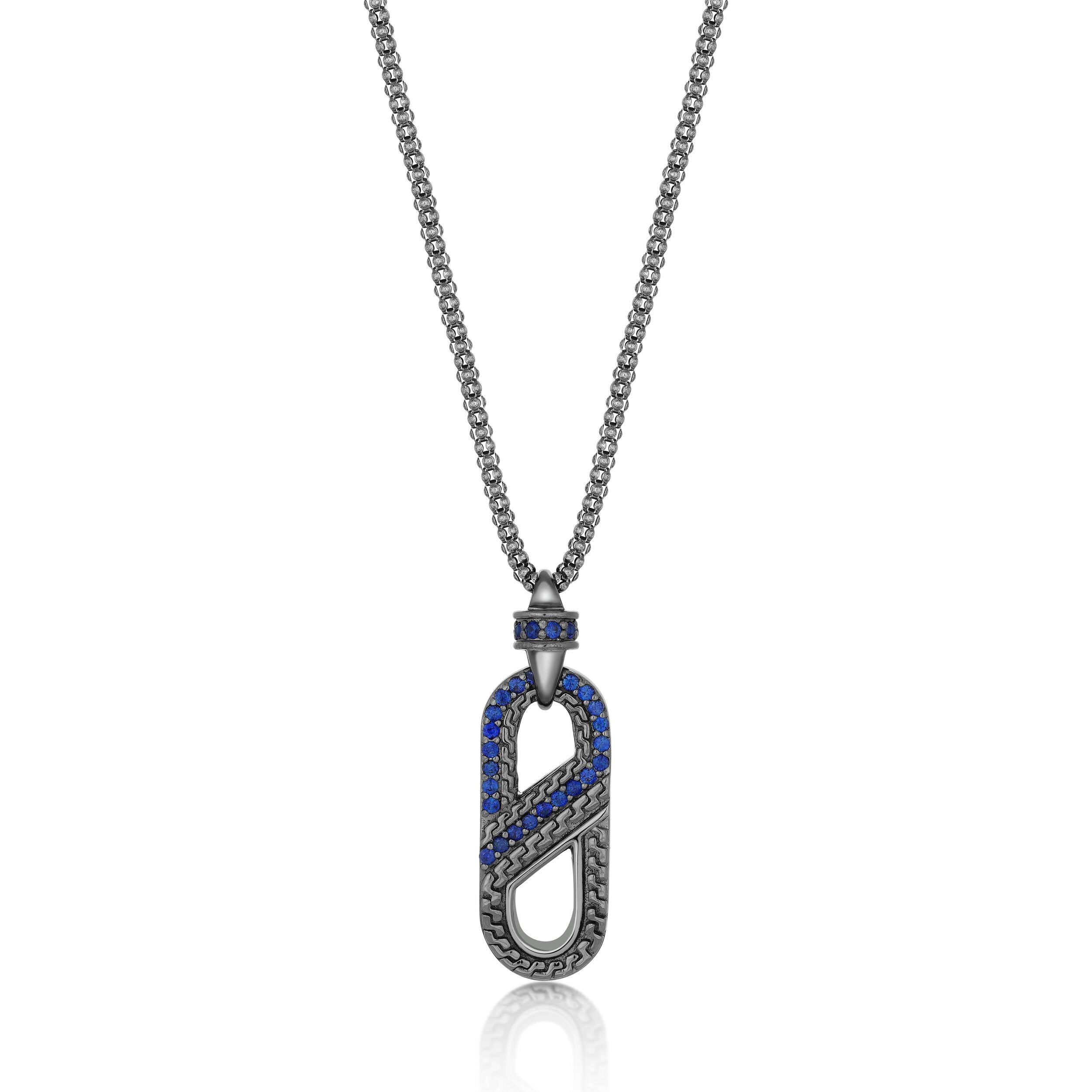 Men's Lab-Created Blue Sapphire Pendant inn Sterling Silver