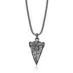 Black Spinel Shark Tooth Pendant in Sterling Silver