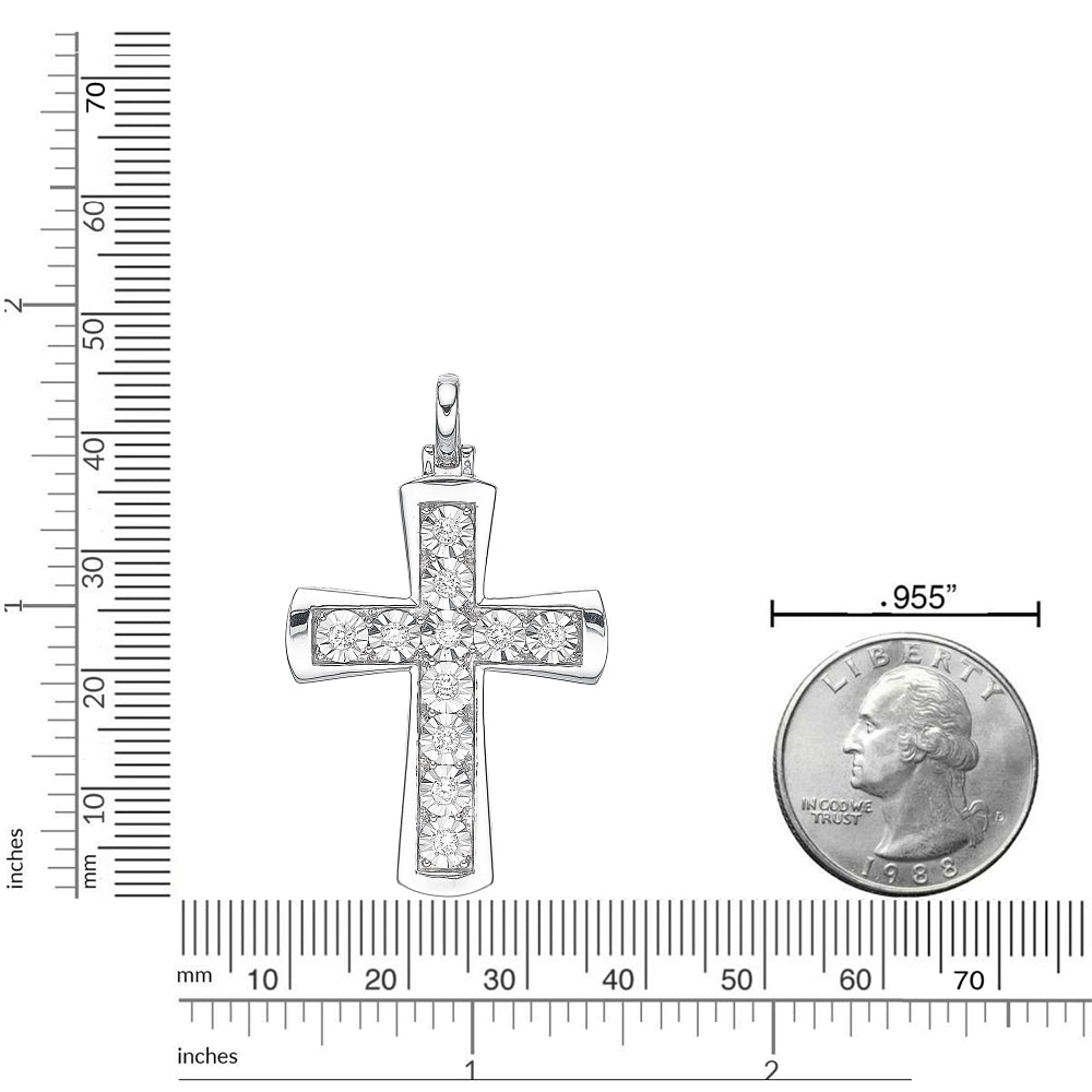 Men's Lab Grown Diamond Cross Pendant in Sterling Silver (1/2 ct. tw.)