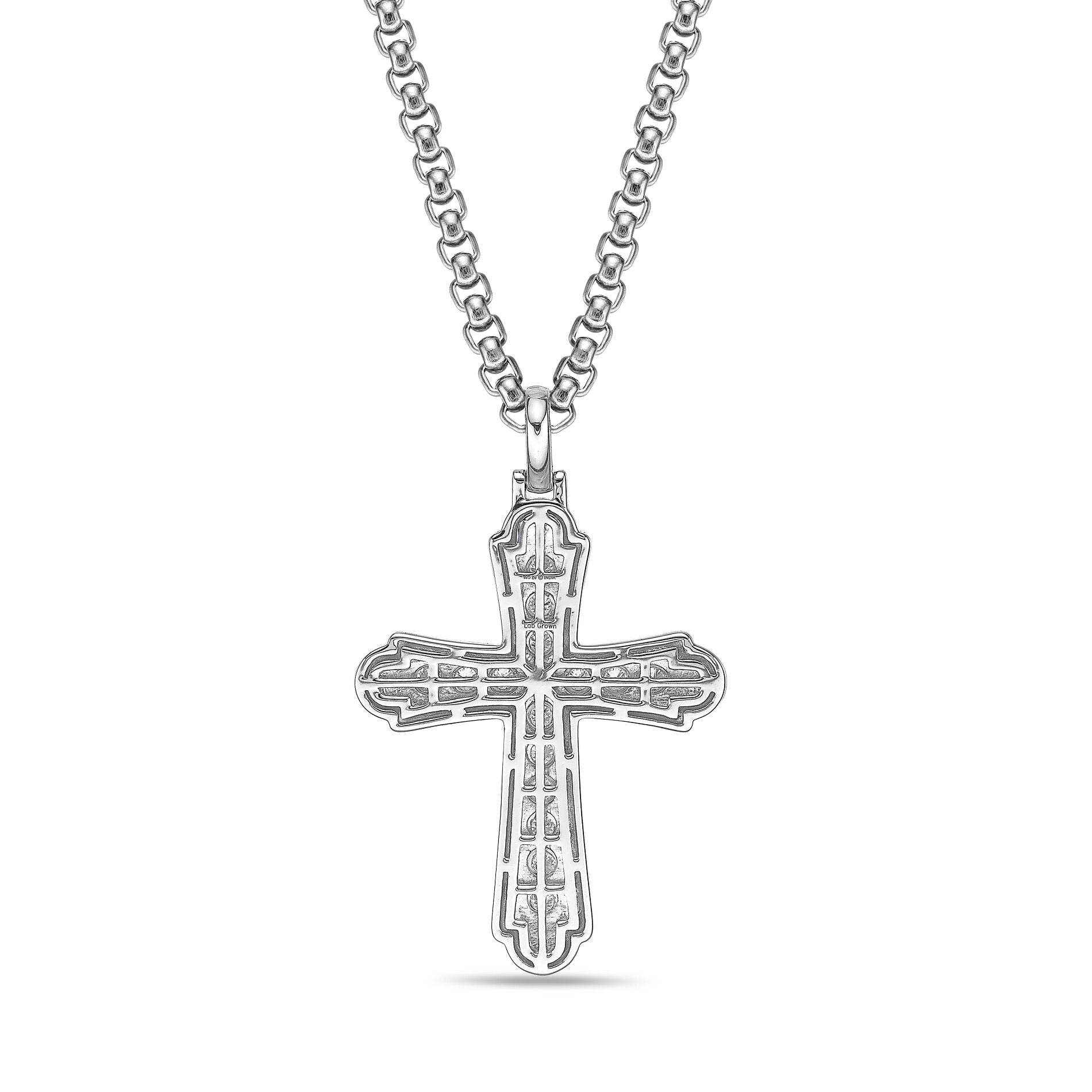 Men's Lab Grown Diamond Flared Cross Pendant in Sterling Silver (1/2 ct. tw.)