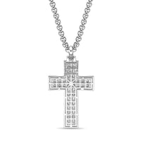 Men's Lab Grown Diamond Cross Pendant in Sterling Silver (1/2 ct. tw.)