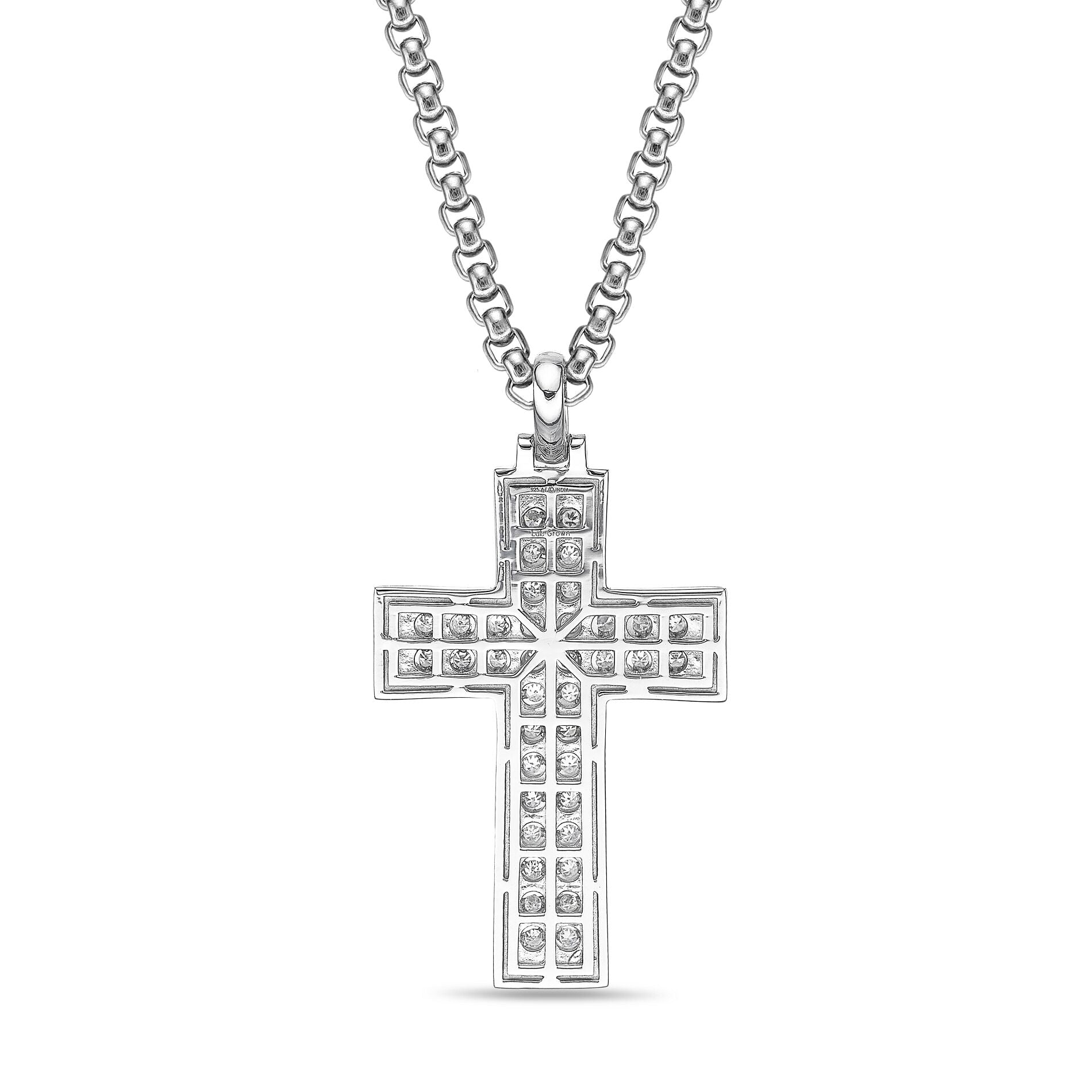 Men's Lab Grown Diamond Cross Pendant in Sterling Silver (1/2 ct. tw.)