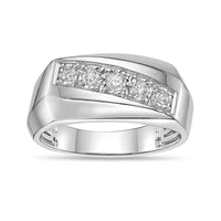 Men's Lab Grown Diamond Ring in Sterling Silver (1/4 ct. tw.)